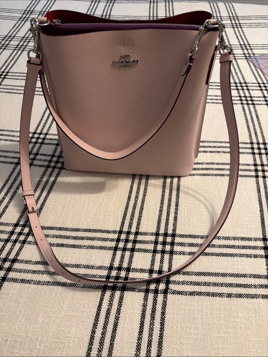 Coach Handbags - Coach Pebbled Leather Bucket Bag in Blush Pink with Magenta Interior